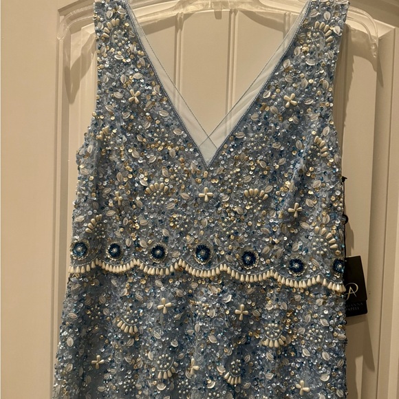 Elegant Blue Evening Gown. Adrianna Papell Women's Beaded Dress. NWT - Picture 6 of 11